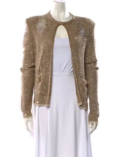 Pre-owned Balmain Crew Neck Sweater In Gold