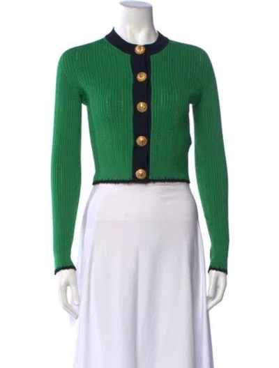 Pre-owned Balmain Crew Neck Sweater In Green