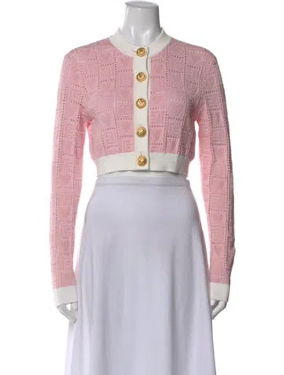 Pre-owned Balmain Crew Neck Sweater In Pink