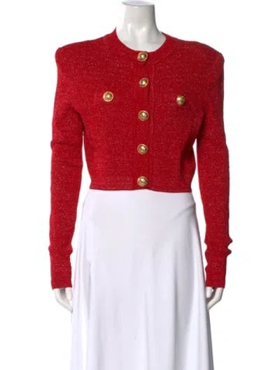 Pre-owned Balmain Crew Neck Sweater In Red