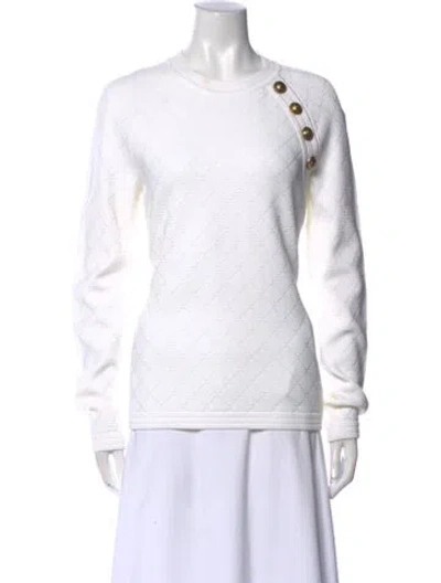 Pre-owned Balmain Crew Neck Sweater In White