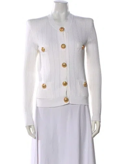 Pre-owned Balmain Crew Neck Sweater In White