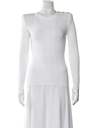 Pre-owned Balmain Crew Neck Sweater In White