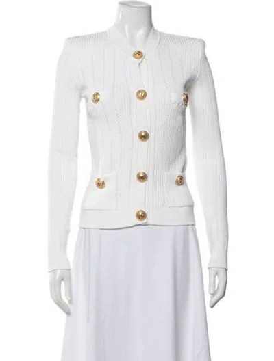 Pre-owned Balmain Crew Neck Sweater In White