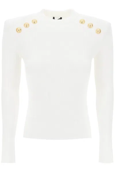 BALMAIN CREW-NECK SWEATER WITH BUTTONS