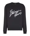 Balmain Paris Logo Intarsia Merino Wool Blend Sweater In Black