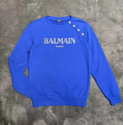 Balmain Crew Neck Sweatshirt In Blue