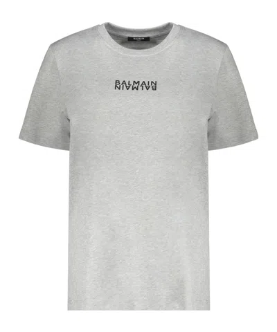 Balmain Crew Neck T-shirt In Gray
