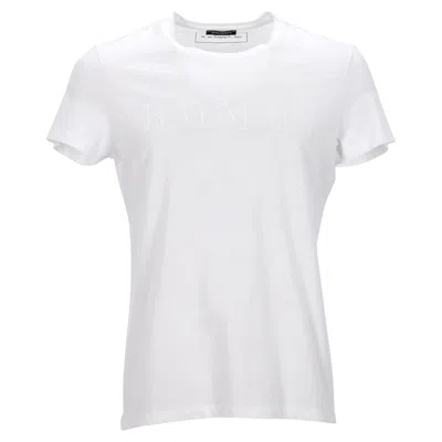 Balmain Crew Neck T-shirt In White Cotton