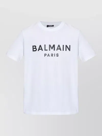 Balmain Crew Neck T-shirt Short Sleeve Design In White