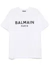 Balmain Crew Neck T-shirt With Bold Logo Detailing In White