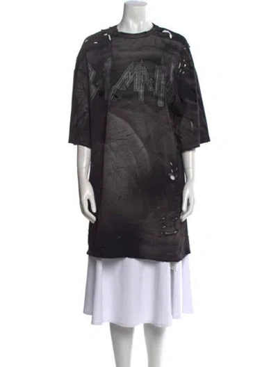 Pre-owned Balmain Crew Neck Three-quarter Sleeve Tunic In Black