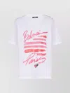 Balmain Cotton Jersey Crewneck T-shirt With Lipstick Print In White