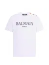 Balmain Button Logo-embroidery T-shirt In White