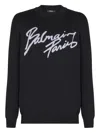 Balmain Paris Logo Intarsia Merino Wool Blend Sweater In Multi