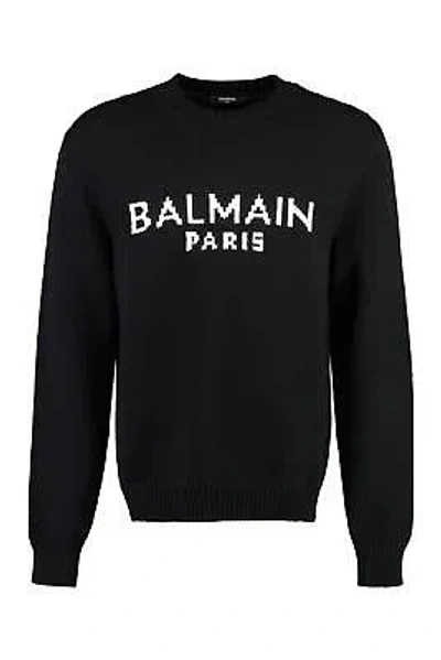 Pre-owned Balmain Crew-neck Wool Sweater In Black