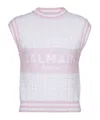 Balmain Monogram Wool And Cotton-blend Knitted Top In Pink