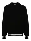 Balmain Merino Wool Sweater With Stripe Detail And Jacquard Pattern In Blanco