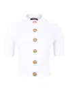 Balmain Crewneck Ribbed Cardigan Short Sleeves In White
