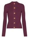 Balmain Fine Knit Cardigan With Buttons In Purple
