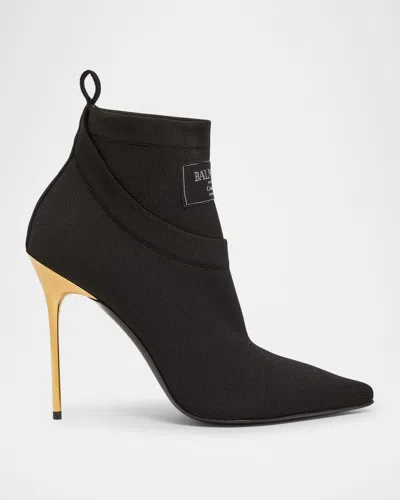 BALMAIN CREWNECK KNIT STILETTO ANKLE BOOTS