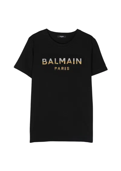 Balmain Kids' Crewneck Short-sleeved T-shirt In Black