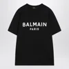 Balmain Black Crewneck T-shirt With Logo Lettering On The Front In Black
