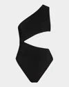 Balmain Crinkle Crepe Asymmetric One-piece Swimsuit In Black