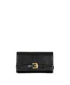 Balmain Crinkled Leather Wallet With Shuffle Chain In Black