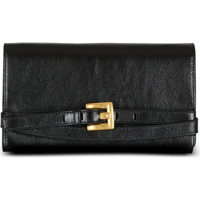 BALMAIN BALMAIN CRINKLED LEATHER WALLET WITH SHUFFLE CHAIN