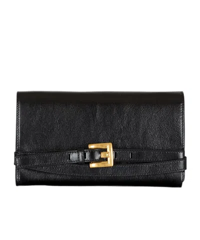 Balmain Crinkled Leather Wallet With Shuffle Chain