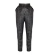 Balmain Crocodile-effect Embossed High-waisted Trousers In Black