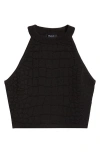 Balmain Croc Jacquard Knit Crop Tank In Black
