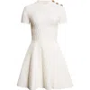 Balmain Croc Textured Short Sleeve Dress In Yellow