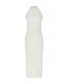 Balmain Monogram Halter Neck Knit Midi Dress In White