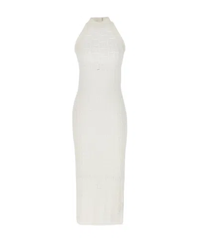 BALMAIN BALMAIN MONOGRAMMED KNIT MIDI DRESS
