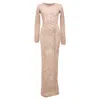 Balmain Crochet Maxi Dress In Brown Cotton In Brown