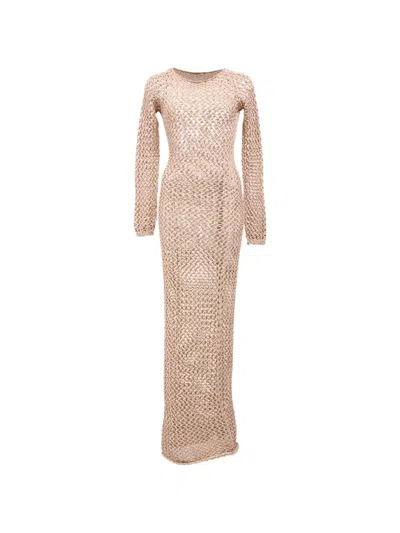 Pre-owned Balmain Crochet Maxi Dress In Neutral