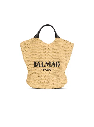 Balmain Mini Crochet Tote Bag In Neutral
