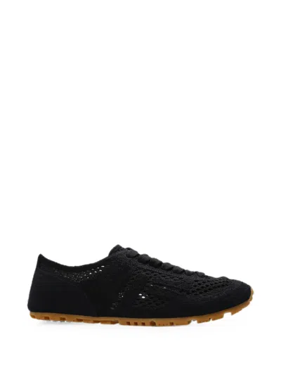 Balmain Crochet-knit Low-top Sneakers In Black