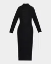 Balmain Croco-jacquard Backless Long-sleeve Midi Dress In Black
