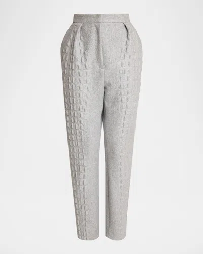 BALMAIN CROCO WOOL-COTTON TAPERED TROUSERS