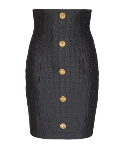 BALMAIN CROCODILE-LOOK PENCIL SKIRT