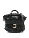 Balmain Crocodile-effect Shoulder Bag In Black