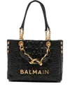 Balmain Crocodile-effect Tote Bag In Black