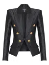 Balmain Crocodile-jacquard Six-buttons Blazer In Black