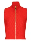 Balmain Sleeveless Crocodile-knit Top In Red