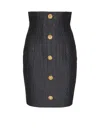 Balmain Croco Jacquard Button-front Mini Pencil Skirt In Black