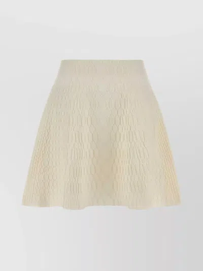 Balmain Crocodile Texture Flare A-line Skirt In Neutral