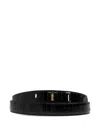 Balmain Croc-effect Leather Belt In Black